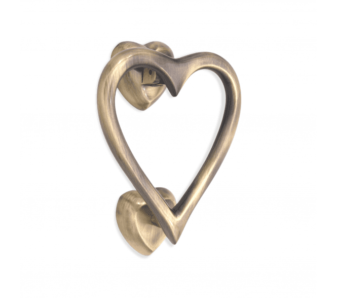 Spira Brass Heart Shaped Door Knocker - Antique Brass