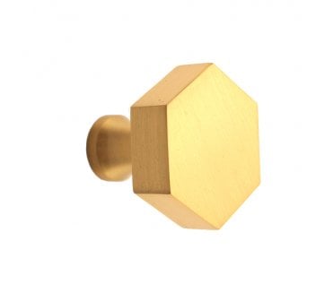 Spira Brass Hexagonal Cabinet Knob - Satin Brass