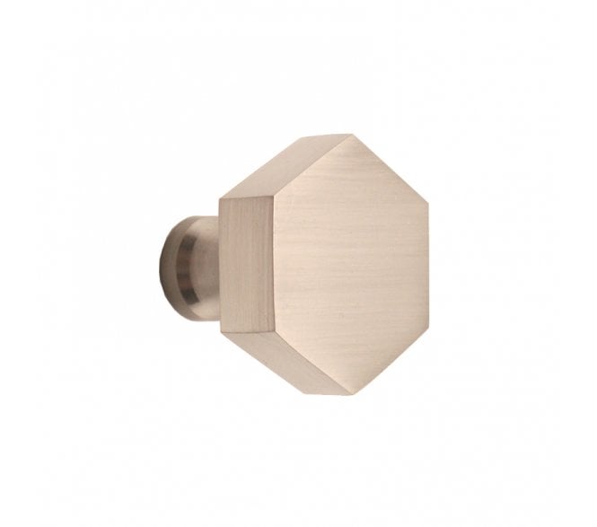 Spira Brass Hexagonal Cabinet Knob - Satin Stainless Steel