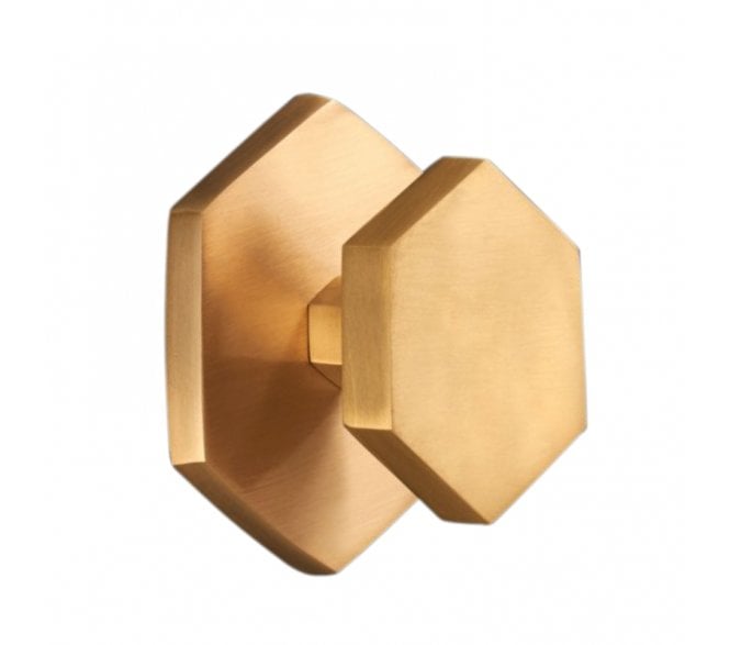 Spira Brass Hexagonal Centre Door Knob - Satin Brass