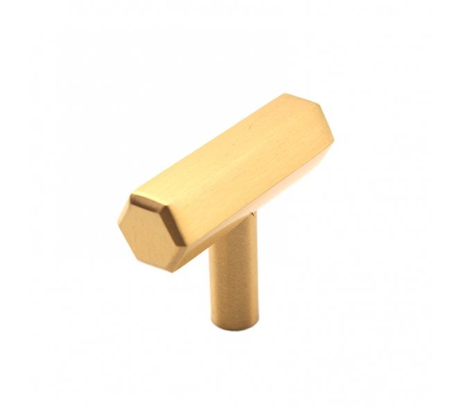 Spira Brass Hexagonal T -Bar Cabinet Knob - Satin Brass