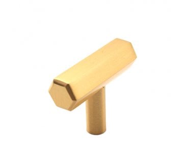 Spira Brass Hexagonal T -Bar Cabinet Knob - Satin Brass