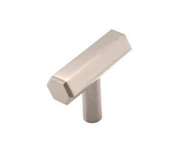 Spira Brass Hexagonal T -Bar Cabinet Knob - Satin Stainless Steel