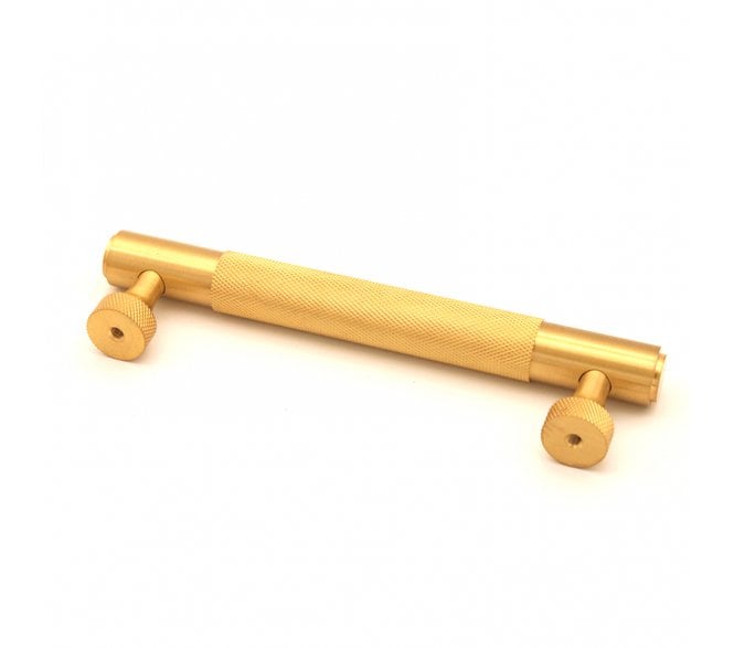Spira Brass Knurled Cabinet Pull Handles - Satin Brass