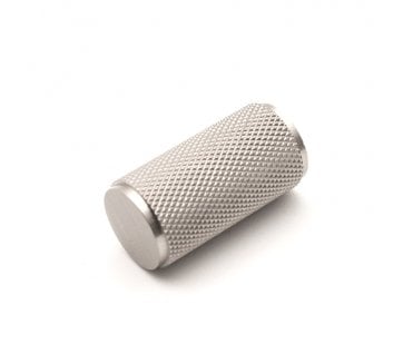 Spira Brass Knurled Cylinder Cabinet Knob - Satin Stainless Steel