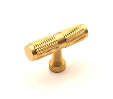 Spira Brass Knurled T -Bar Cabinet Knob - Satin Brass
