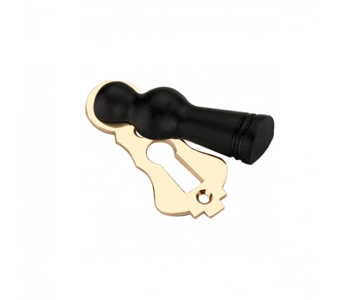 Spira Brass Lady Standard Keyhole Escutcheon (Covered) - Ebony/Polished Brass