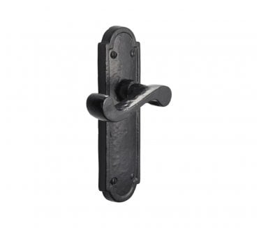 Spira Brass Laverton Door Handles On Backplate - Black