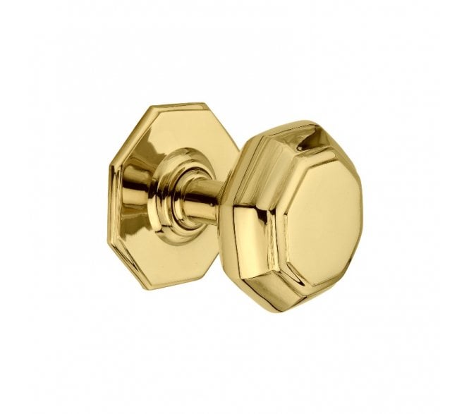 Spira Brass Octagonal Centre Door Knob - Polished Brass