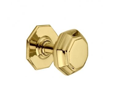 Spira Brass Octagonal Centre Door Knob - Polished Brass