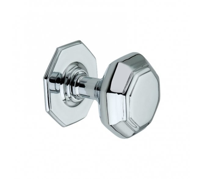 Spira Brass Octagonal Centre Door Knob - Polished Chrome