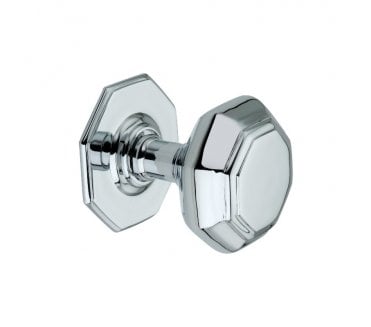 Spira Brass Octagonal Centre Door Knob - Polished Chrome