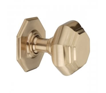 Spira Brass Octagonal Centre Door Knob - Satin Brass
