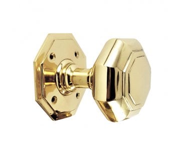 Spira Brass Octagonal Mortice Door Knob - Polished Brass