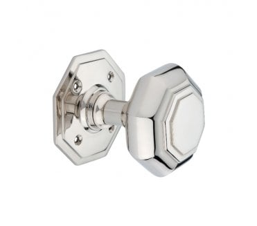 Spira Brass Octagonal Mortice Door Knob - Polished Nickel