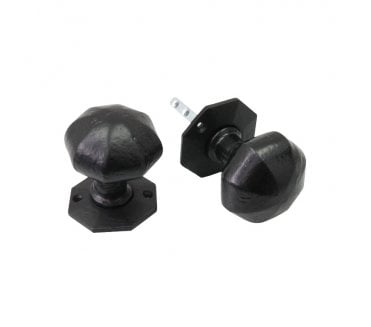 Spira Brass Octagonal Rim/Mortice Door Knobs - Black Antique