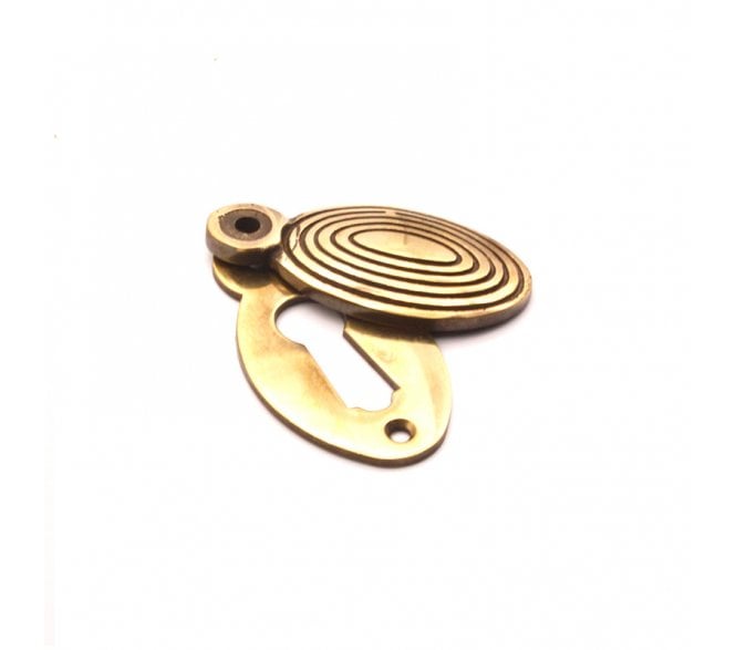 Spira Brass Oval Beehive Standard Keyhole Escutcheon (Covered) - Antique Brass