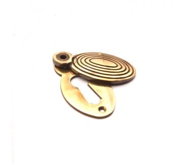 Spira Brass Oval Beehive Standard Keyhole Escutcheon (Covered) - Antique Brass