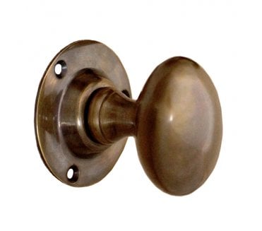 Spira Brass Oval Mortice Door Knobs - Natural Antique