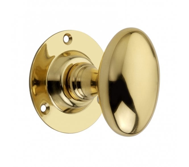 Spira Brass Oval Mortice Door Knobs - Polished Brass
