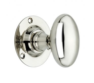 Spira Brass Oval Mortice Door Knobs - Polished Nickel