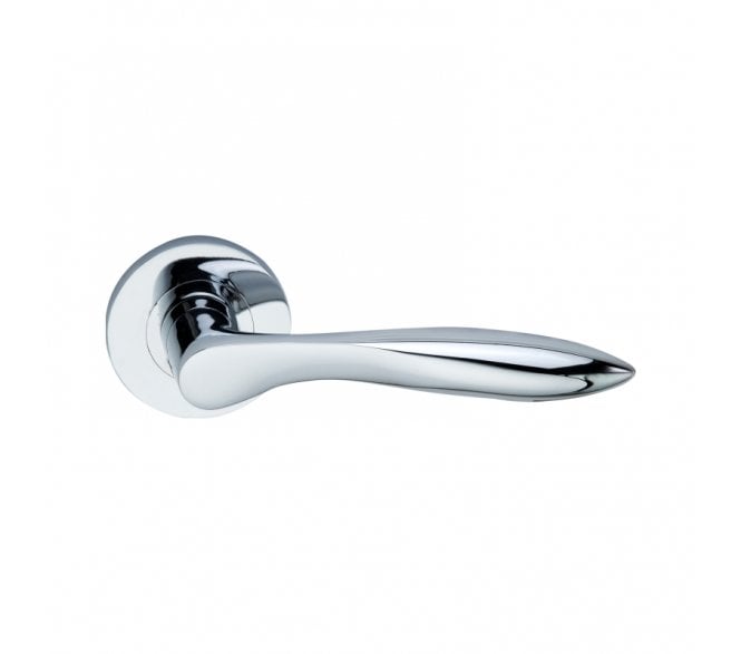 Spira Brass Pearle Lever On Round Rose - Polished Chrome