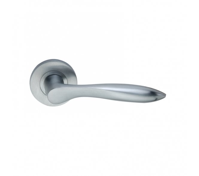 Spira Brass Pearle Lever On Round Rose - Satin Chrome