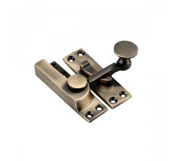 Spira Brass Quadrant Sliding Arm Fastener - Antique Brass