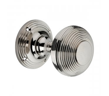 Spira Brass Reeded Mortice Door Knobs - Polished Nickel