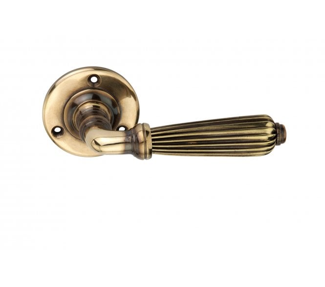 Spira Brass Regency Lever On Round Rose - Aged Brass