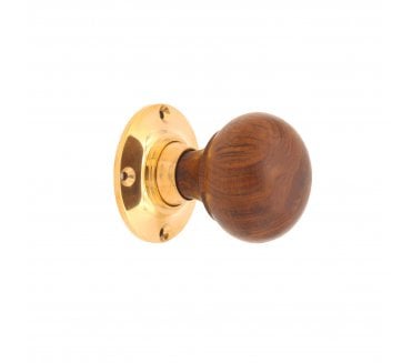 Spira Brass Rosewood Bun Rim/Mortice Door Knobs - Rosewood/Polished Brass