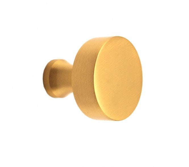 Spira Brass Round Cabinet Knobs - Satin Brass