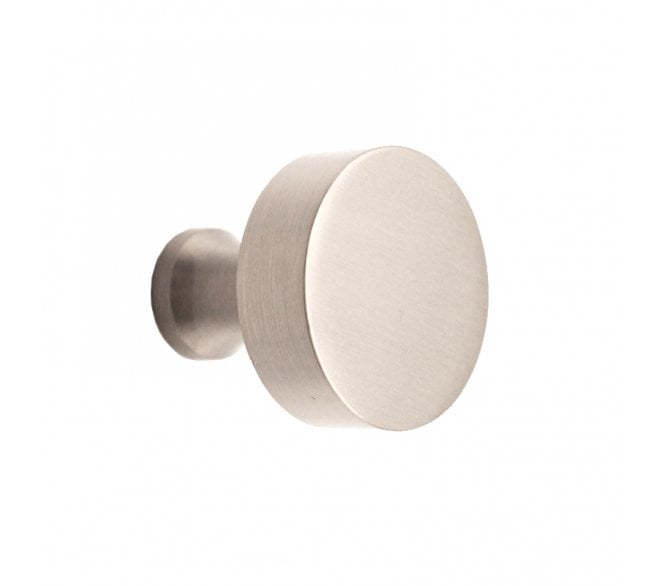 Spira Brass Round Cabinet Knobs - Satin Stainless Steel