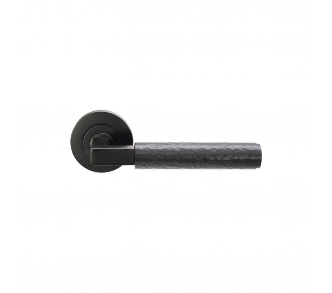 Spira Brass SB1114BLK Hammered Knurlmond Lever On Round Rose - Matt Black