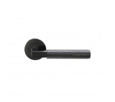 Spira Brass SB1114BLK Hammered Knurlmond Lever On Round Rose - Matt Black