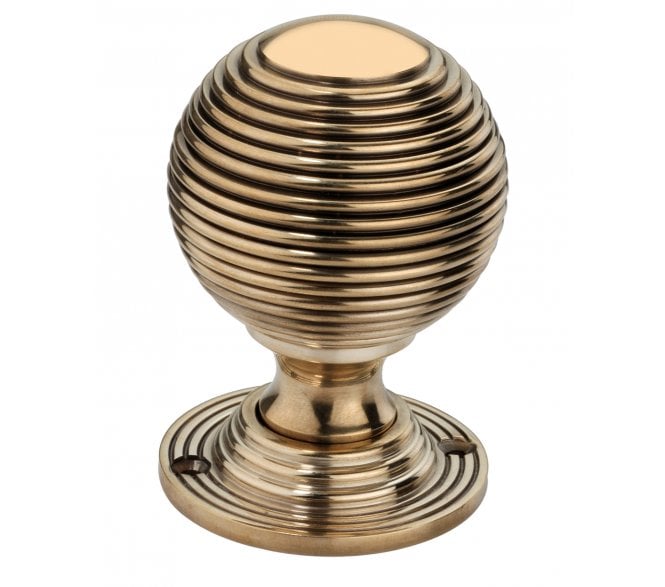 Spira Brass SB2133AB Reeded Rim/Mortice Knobs - Aged Brass
