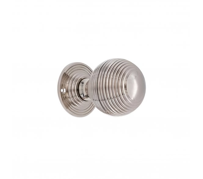 Spira Brass SB2133PN Reeded Rim/Mortice Knobs - Polished Nickel