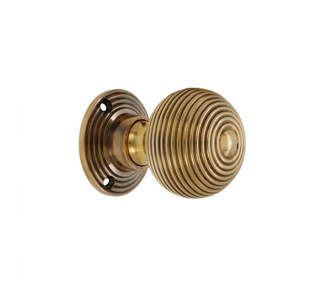 Spira Brass SB2134AB Ribbed Rim/Mortice Knobs - Aged Brass