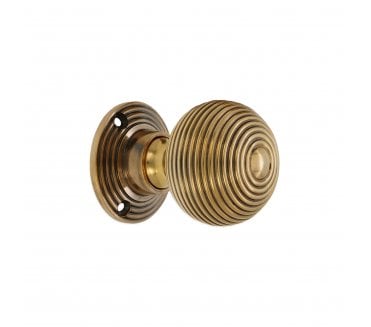 Spira Brass SB2134AB Ribbed Rim/Mortice Knobs - Aged Brass