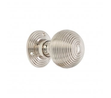 Spira Brass SB2134PN Ribbed Rim/Mortice Knobs - Polished Nickel