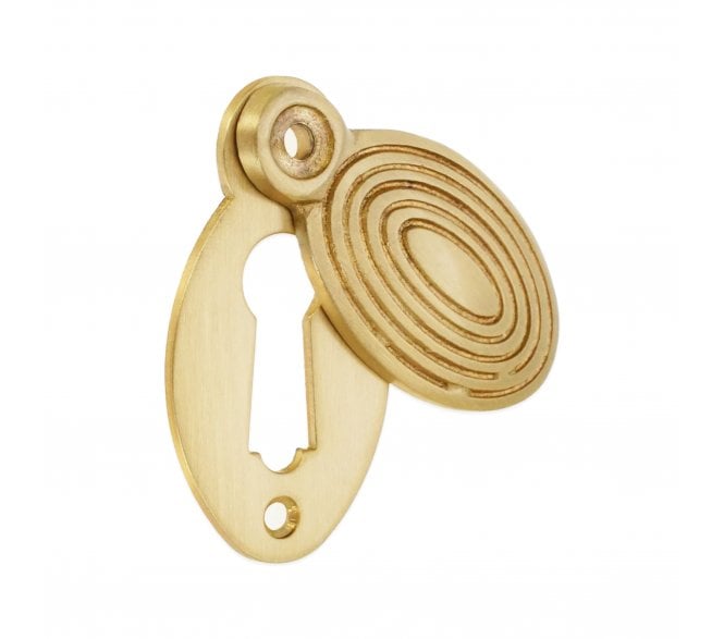 Spira Brass SB3102SB Oval Beehive Covered Keyhole Escutcheon - Satin Brass