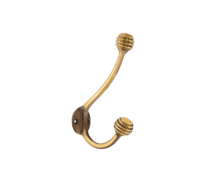 Spira Brass SB6187AB Beehive Twin Coat Hook - Aged Brass