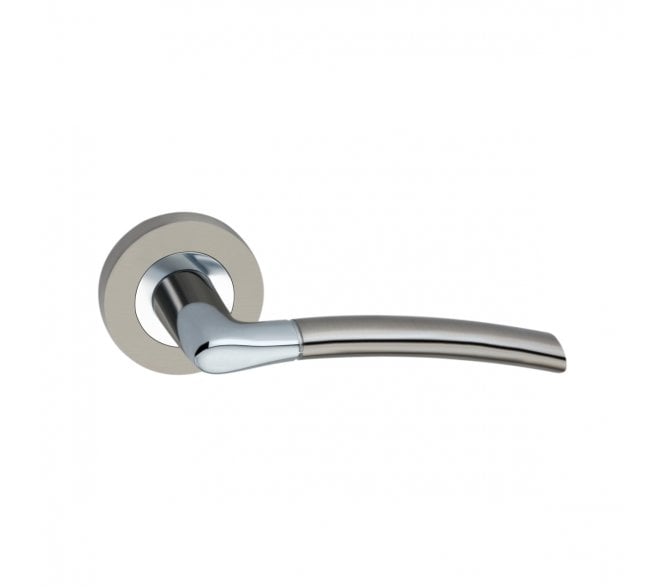 Spira Brass Slavia Lever On Round Rose - Polished Chrome/Satin Nickel