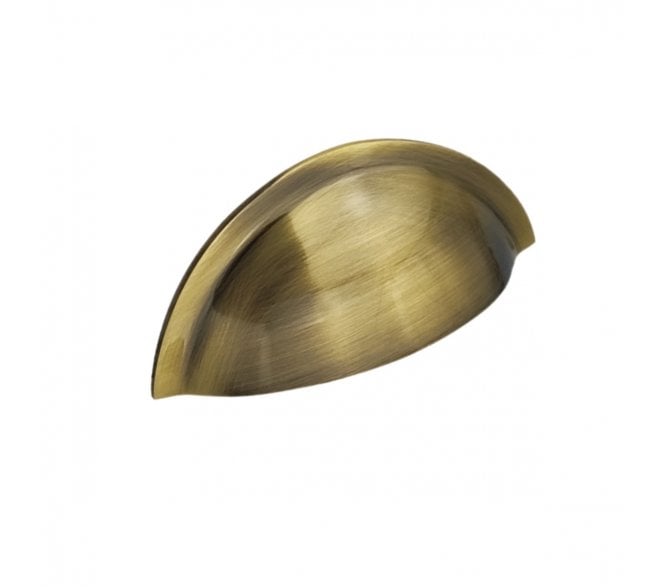 Spira Brass Slim Drawer Cup Pull - Antique Brass