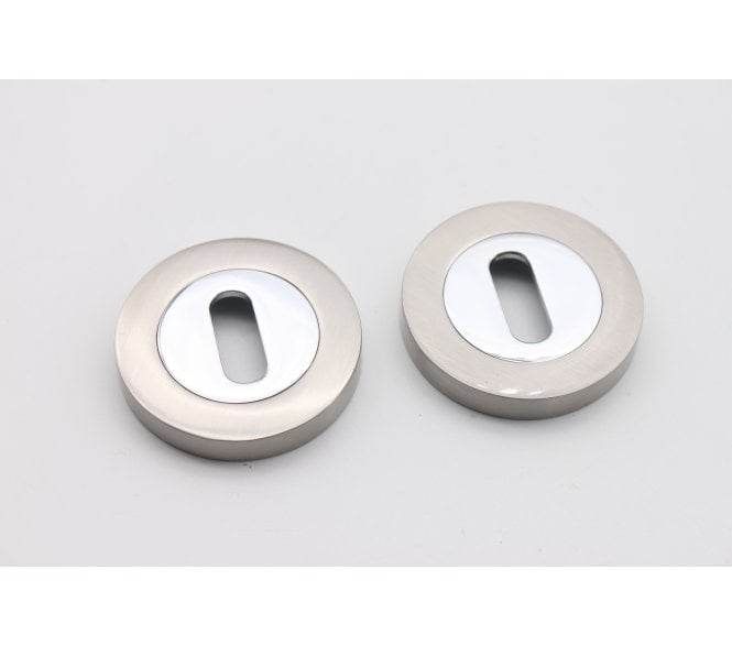 Spira Brass Standard Keyhole Escutcheon - Polished Chrome/Satin Nickel
