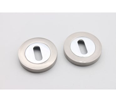 Spira Brass Standard Keyhole Escutcheon - Polished Chrome/Satin Nickel
