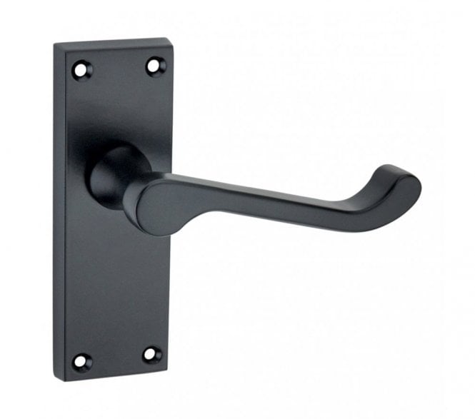 Spira Brass Victorian Scroll Lever On Backplate - Black
