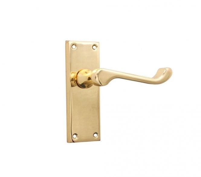 Spira Brass Victorian Scroll Lever On Backplate - Polished Brass