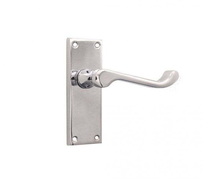 Spira Brass Victorian Scroll Lever On Backplate - Polished Chrome