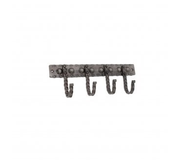 Spira Brass Wall Mounted Coat Rack - Dotted 4 Hooks - Pewter Effect